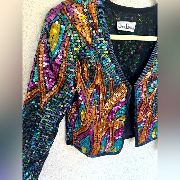 Vintage Jack Bryan Sequined/Beaded Top or Jacket small phoenix rising - Picture 10 of 12